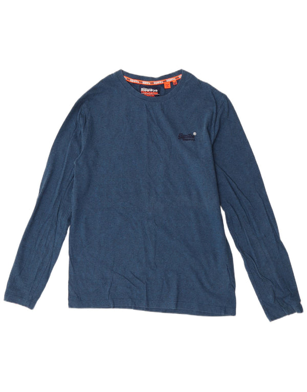 Superdry Mens Top Long Sleeve Medium Navy Blue Cotton