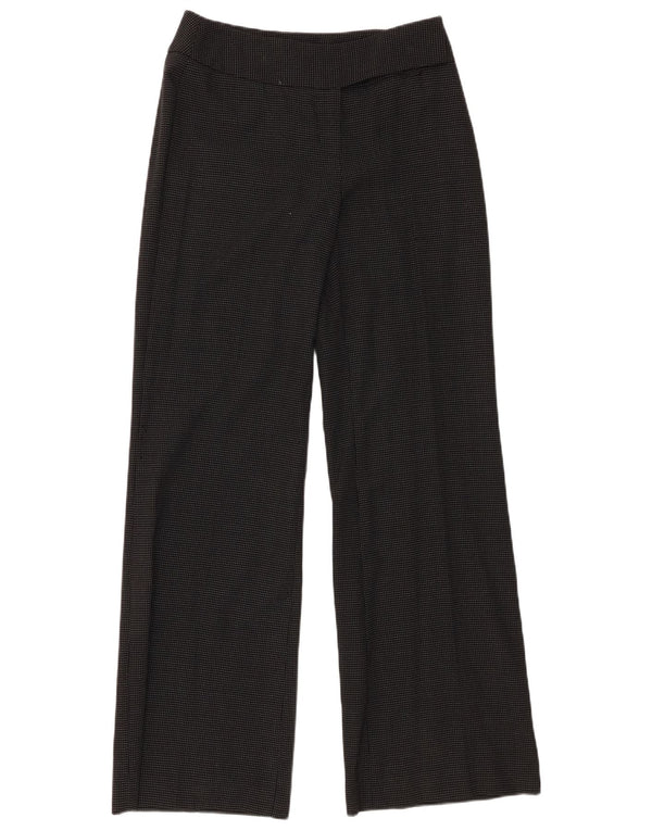 Oasis Womens Wide Leg Suit Trousers UK 10 Small W28 L33 Black Spotted Wool