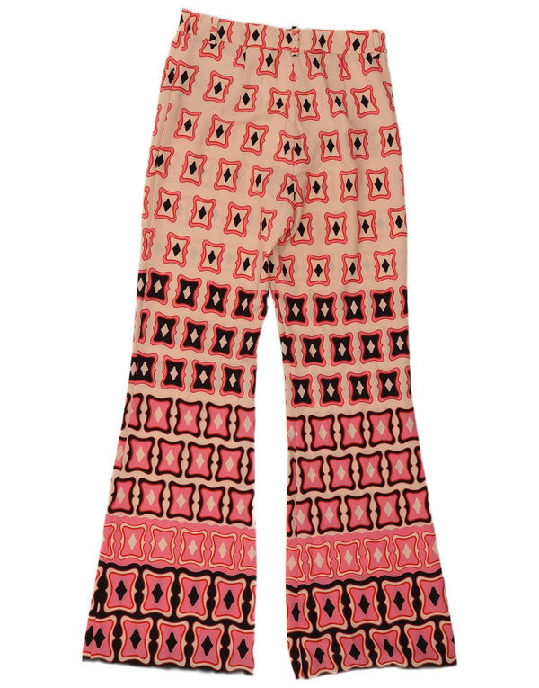 Zara Womens High Waist Flare Casual Trousers Medium W28 L31 Pink Geometric