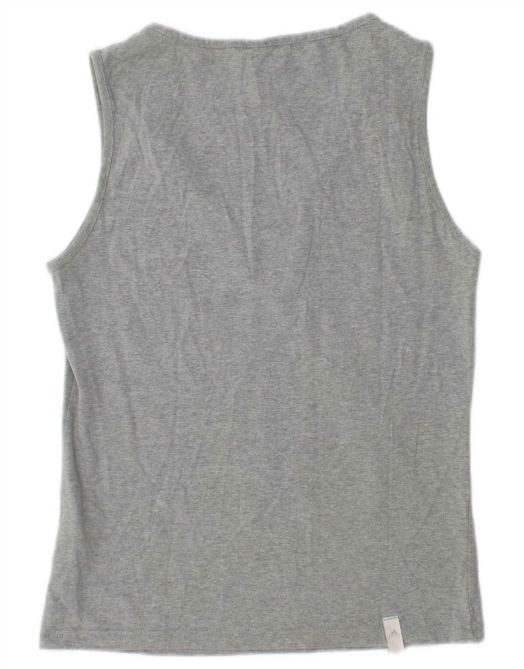 ADIDAS Womens Graphic Vest Top UK 12 Medium Grey Cotton