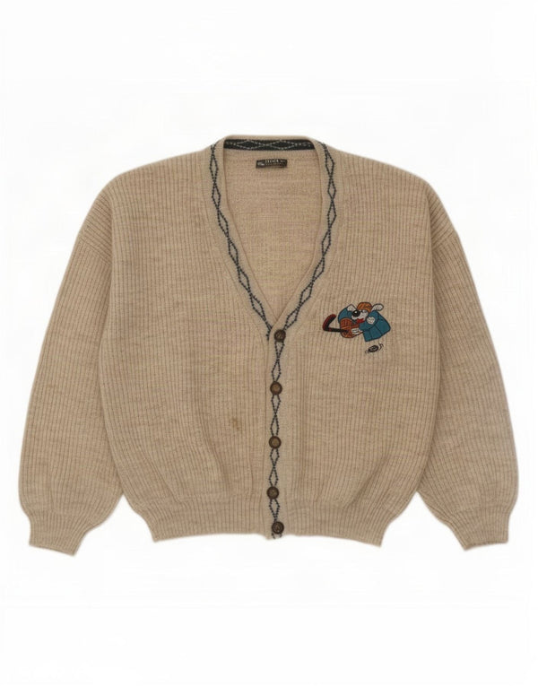Vintage Mens Cardigan Sweater Large Grey Wool