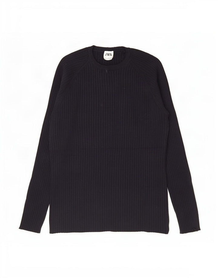 Zara Mens Top Long Sleeve XL Black Viscose