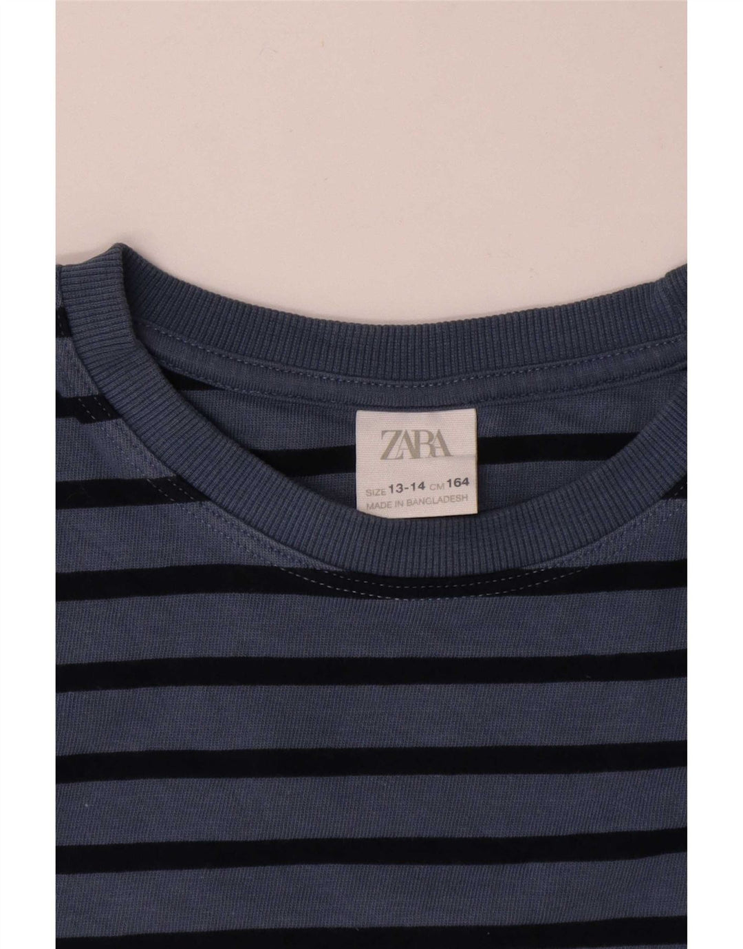 Zara Boys Top Long Sleeve 13-14 Years Blue Striped Cotton
