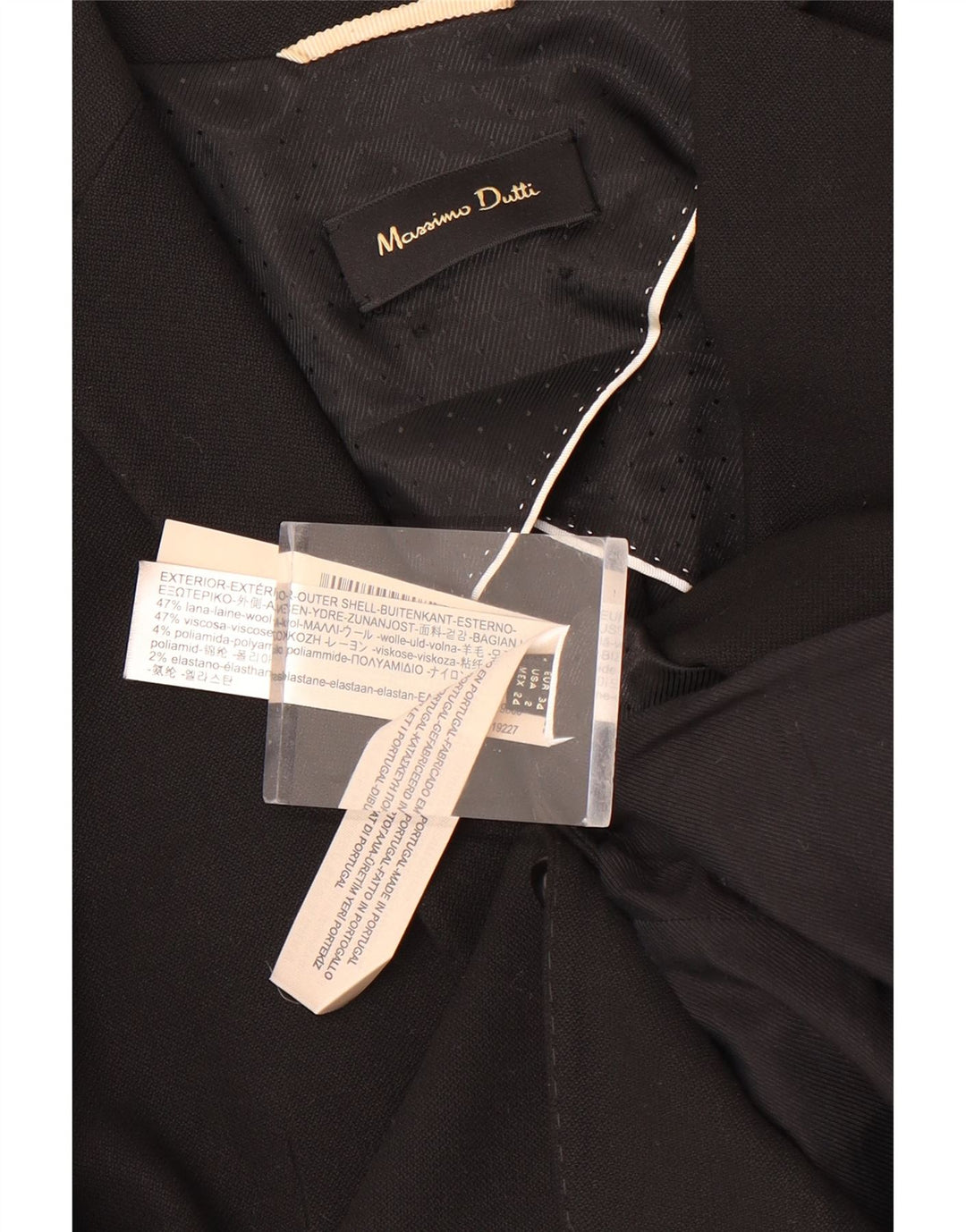 MASSIMO DUTTI Womens 1 Button Blazer Jacket EU 34 XS Black Wool