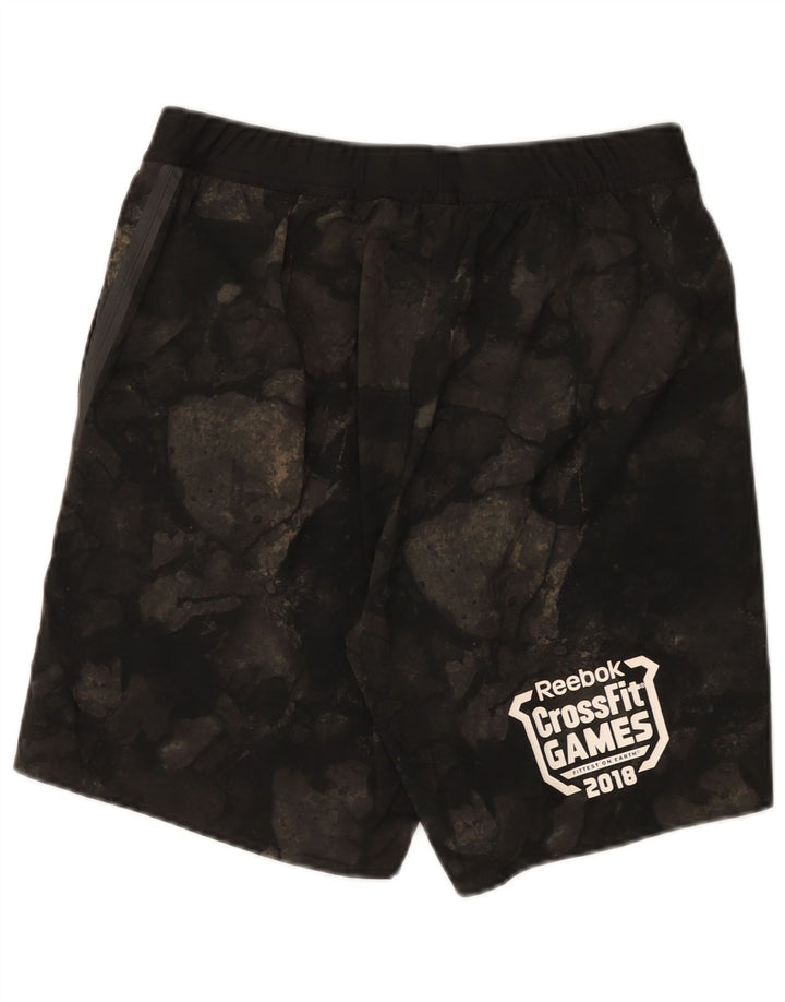 Reebok Mens Cross Fit Graphic Sport Shorts Medium Black Geometric Polyester