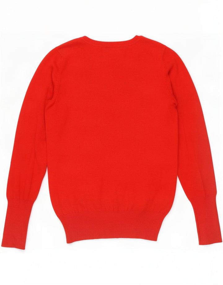 Zara Womens V-Neck Jumper Sweater UK 12 Medium Red