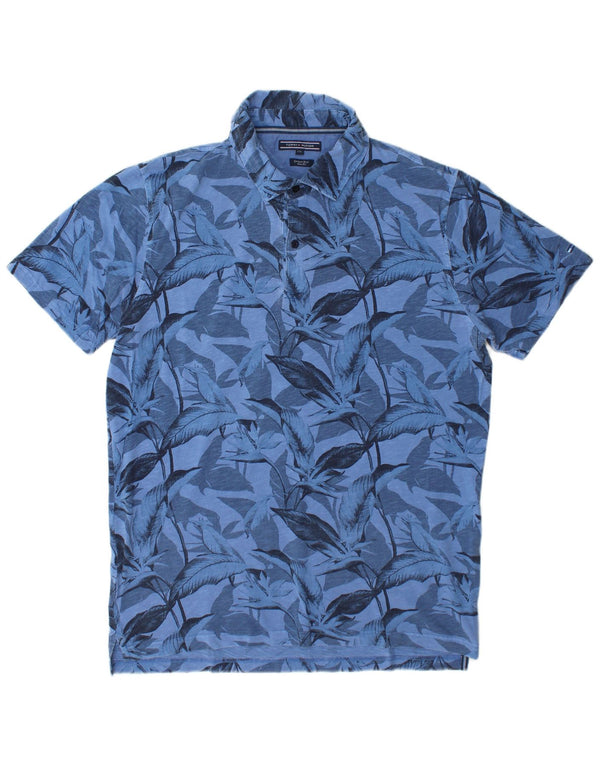 Tommy Hilfiger Mens Garment Dyed Slim Fit Polo Shirt 2XL Blue Floral
