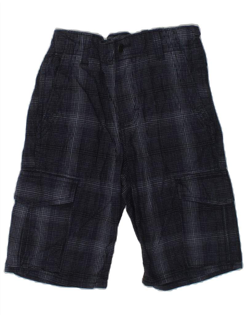 WRANGLER Boys Cargo Shorts 6-7 Years W22  Navy Blue Check Cotton | Vintage Wrangler | Thrift | Second-Hand Wrangler | Used Clothing | Messina Hembry 