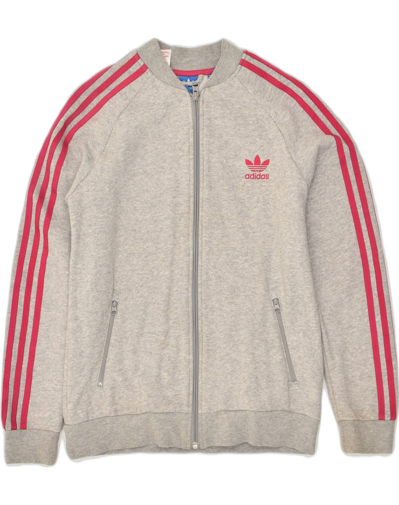 ADIDAS Girls Graphic Tracksuit Top Jacket 13-14 Years Grey Cotton | Vintage Adidas | Thrift | Second-Hand Adidas | Used Clothing | Messina Hembry 