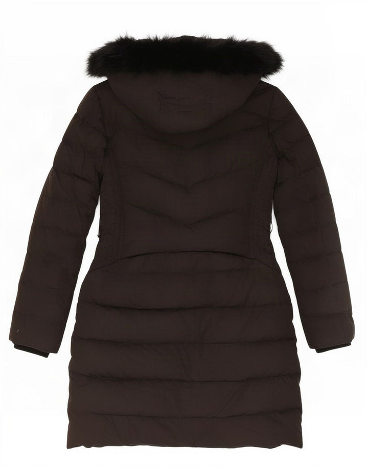 Zara Womens Hooded Padded Coat UK 10 Small Black Polyester