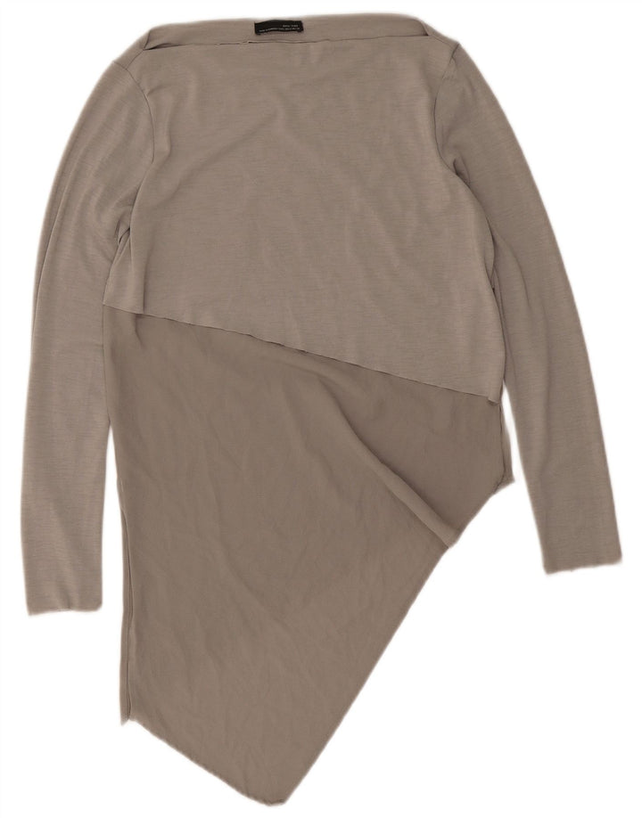 Zara Womens Long Sleeve Asymmetric Tunic Top UK 10 Small Grey Polyester
