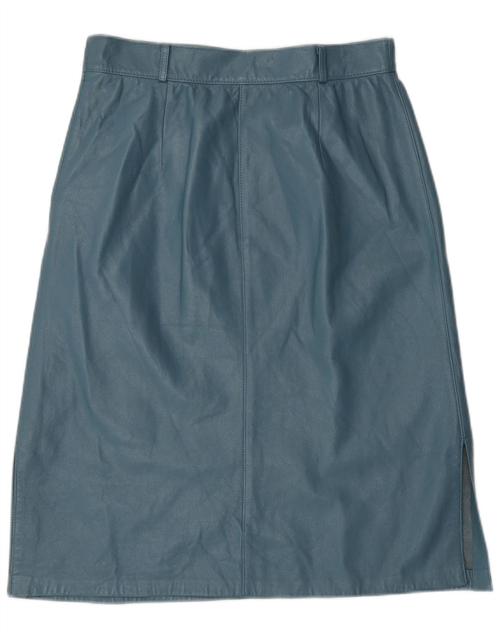 Vintage Womens Leather Skirt W28 Medium Blue
