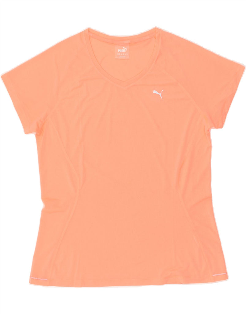 PUMA Womens T-Shirt Top UK 16 Large Orange Polyester | Vintage Puma | Thrift | Second-Hand Puma | Used Clothing | Messina Hembry 