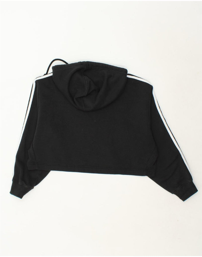 ADIDAS Womens Crop Oversized Hoodie Jumper UK 8 Small Black Cotton Vintage Adidas and Second-Hand Adidas from Messina Hembry 