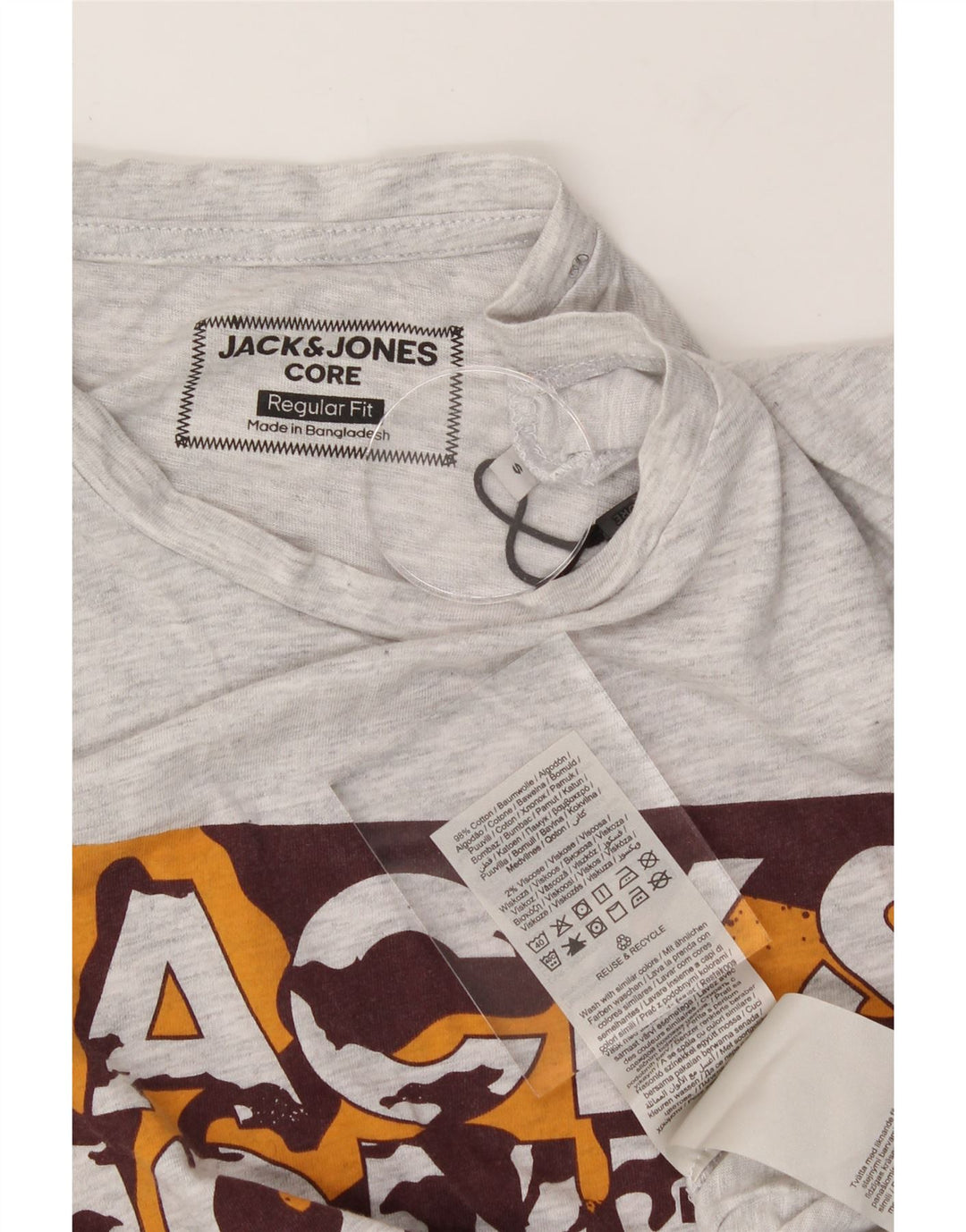 JACK & JONES Mens Regular Fit Graphic T-Shirt Top Small Grey Cotton Vintage Jack & Jones and Second-Hand Jack & Jones from Messina Hembry 