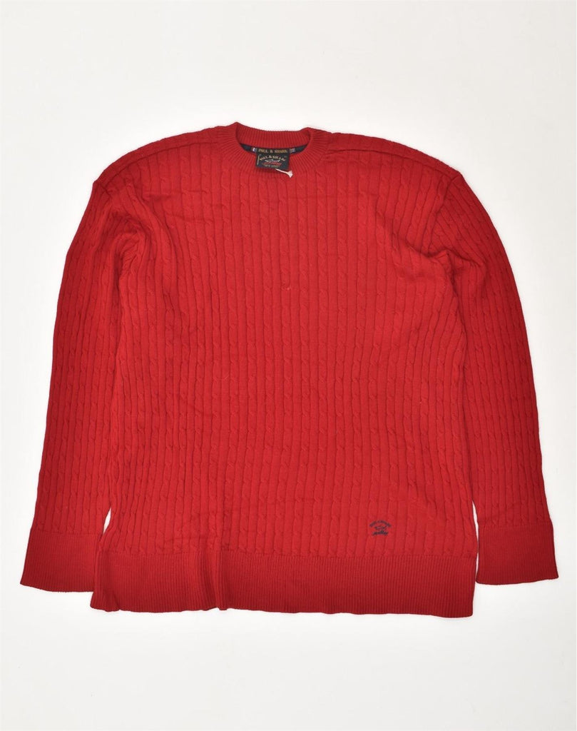 PAUL & SHARK Mens Crew Neck Jumper Sweater XL Red Cotton | Vintage Paul & Shark | Thrift | Second-Hand Paul & Shark | Used Clothing | Messina Hembry 