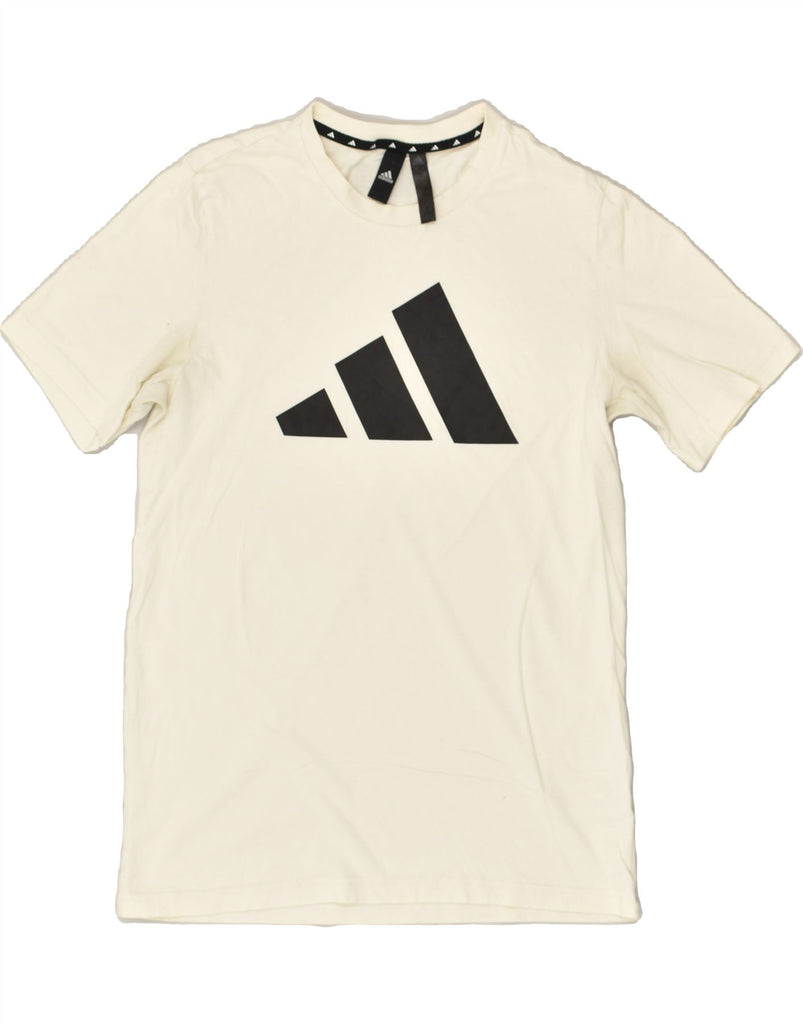 ADIDAS Mens Graphic T-Shirt Top Small Off White Cotton | Vintage Adidas | Thrift | Second-Hand Adidas | Used Clothing | Messina Hembry 