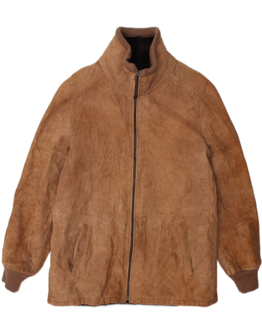 Vintage Mens Shearling Jacket UK 38 Medium Brown Leather