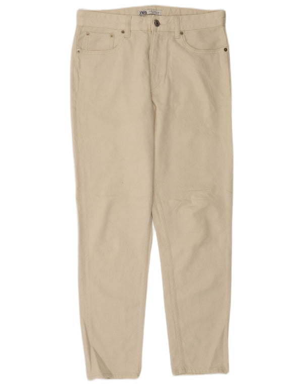 Zara Mens Tapered Jeans EU 38 Small W30 L30 Beige Cotton