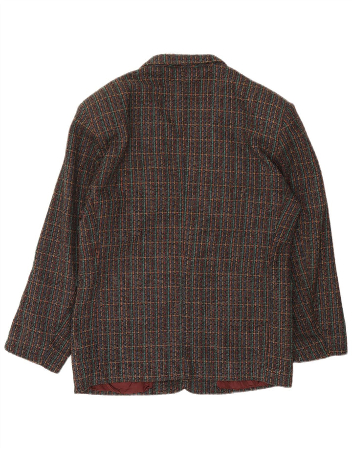 Carrera Mens 1 Button Blazer Jacket UK 38 Medium Grey Check Viscose