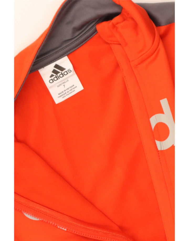 Adidas Boys Graphic Tracksuit Top Jacket 6-7 Years Orange Striped Polyester