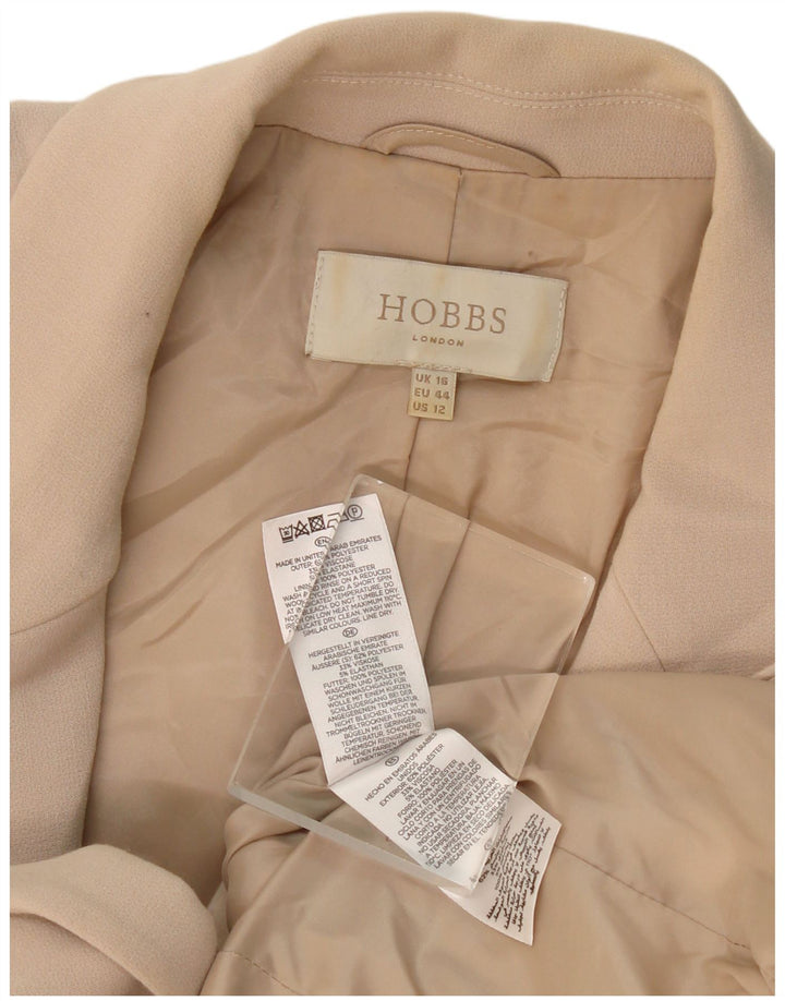 Hobbs Womens 1 Button Blazer Jacket UK 16 Large Beige Polyester