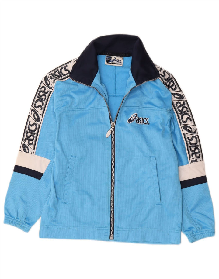 Asics Boys Graphic Tracksuit Top Jacket 9-10 Years Blue Colourblock