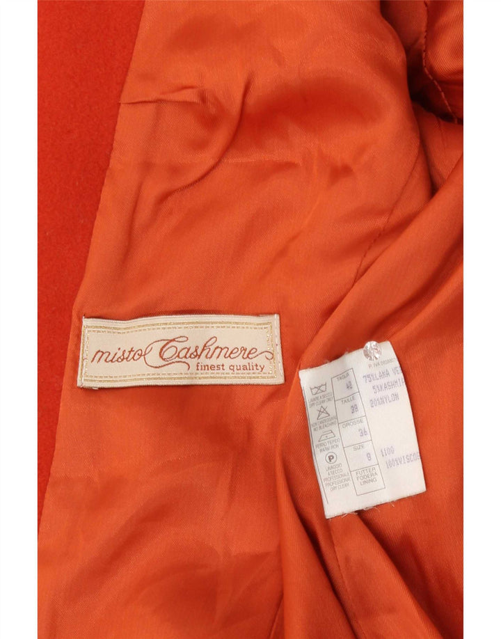 ICA Womens 3/4 Sleeve Overcoat IT 42 Medium Orange Colourblock Virgin Wool