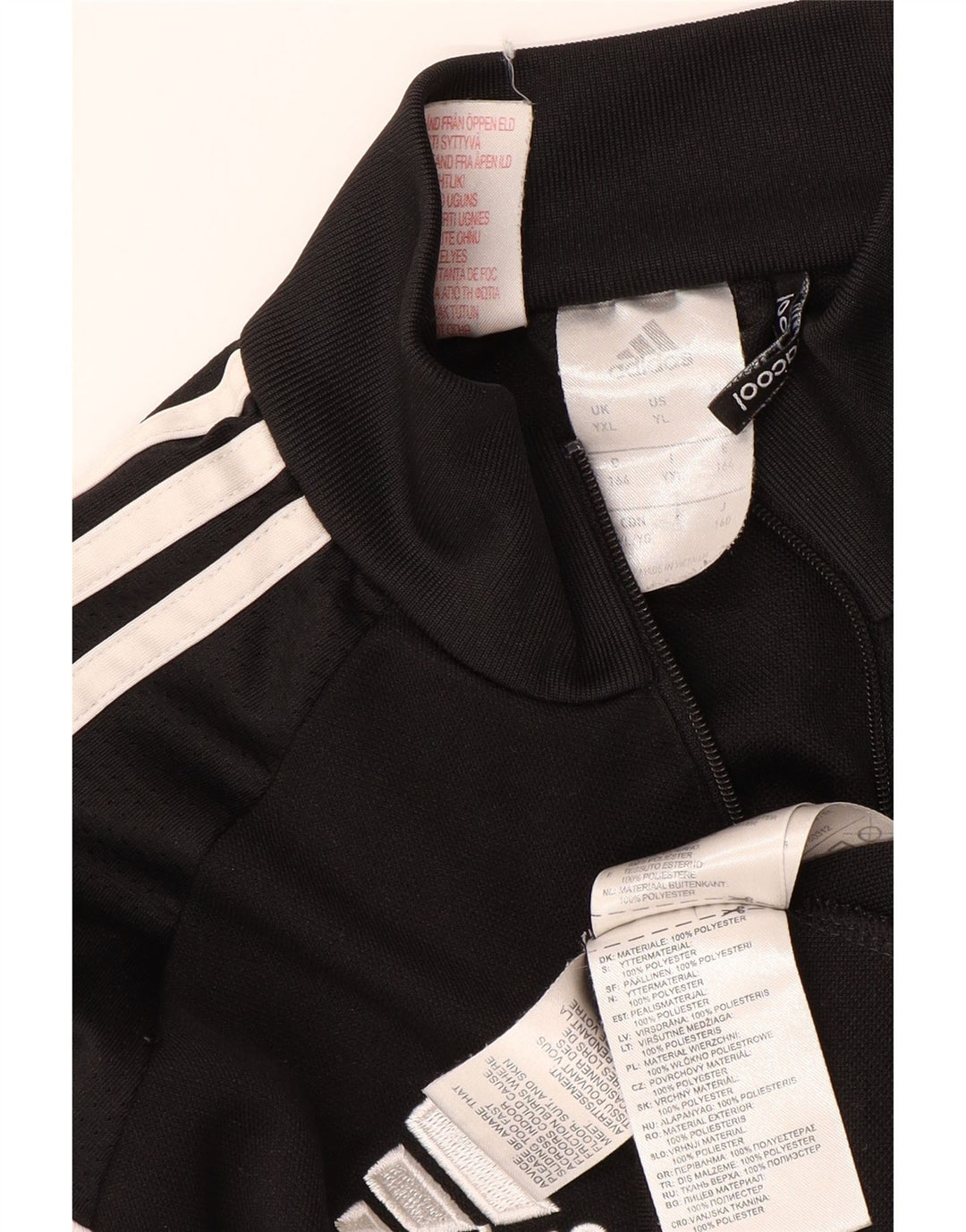 ADIDAS Boys Climacool Zip Neck Pullover Tracksuit Top 13-14 Years XL Black Vintage Adidas and Second-Hand Adidas from Messina Hembry 
