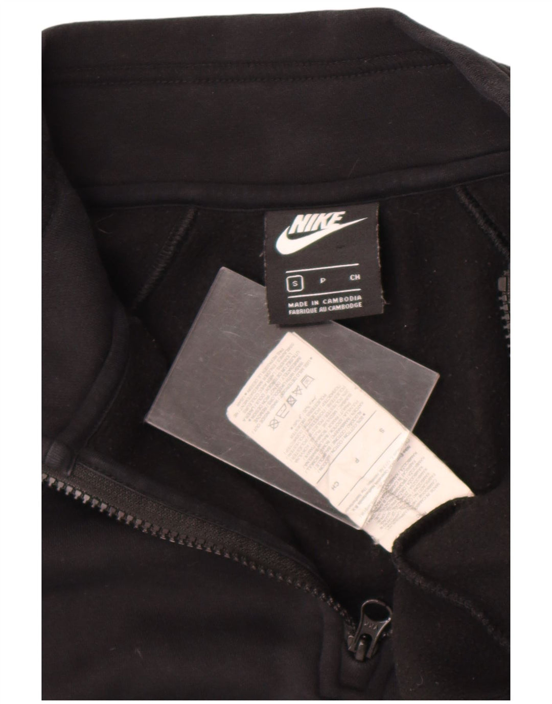 Nike Womens Oversized Graphic Zip Neck Sweatshirt Jumper UK 10 Small Black
