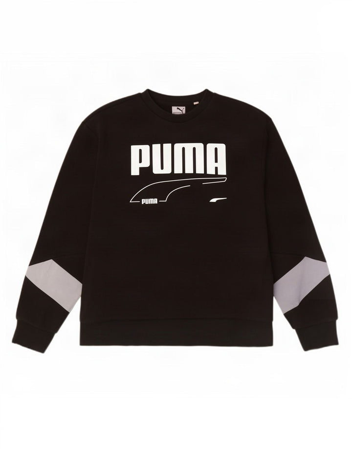 Puma Mens Graphic Sweatshirt Jumper XL Black Colourblock Cotton
