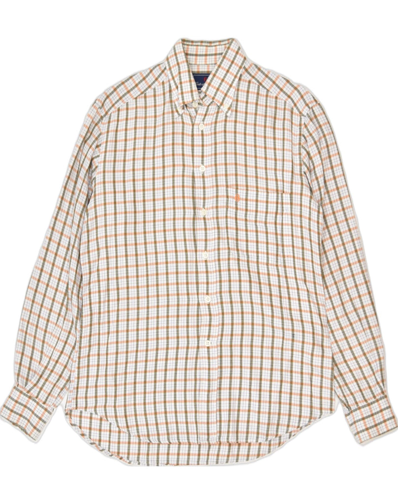 CONTE OF FLORENCE Mens Shirt Small White Check Cotton | Vintage | Thrift | Second-Hand | Used Clothing | Messina Hembry 