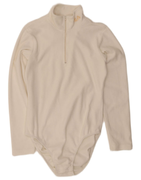 Fila Womens Long Sleeve Fleece Bodysuit UK 14 Medium White Polyester