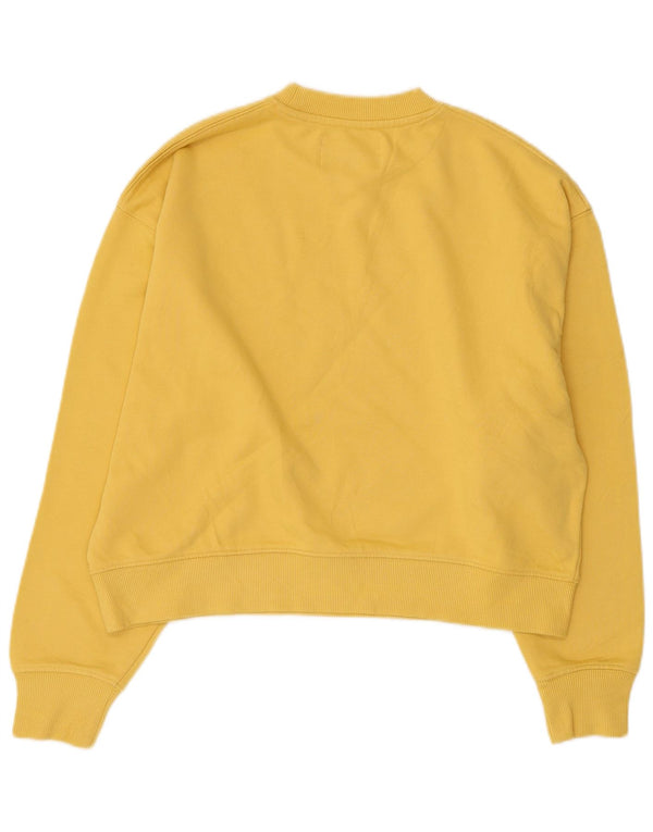 Replay Womens Graphic Crop Sweatshirt Jumper UK 14 Medium Yellow Cotton