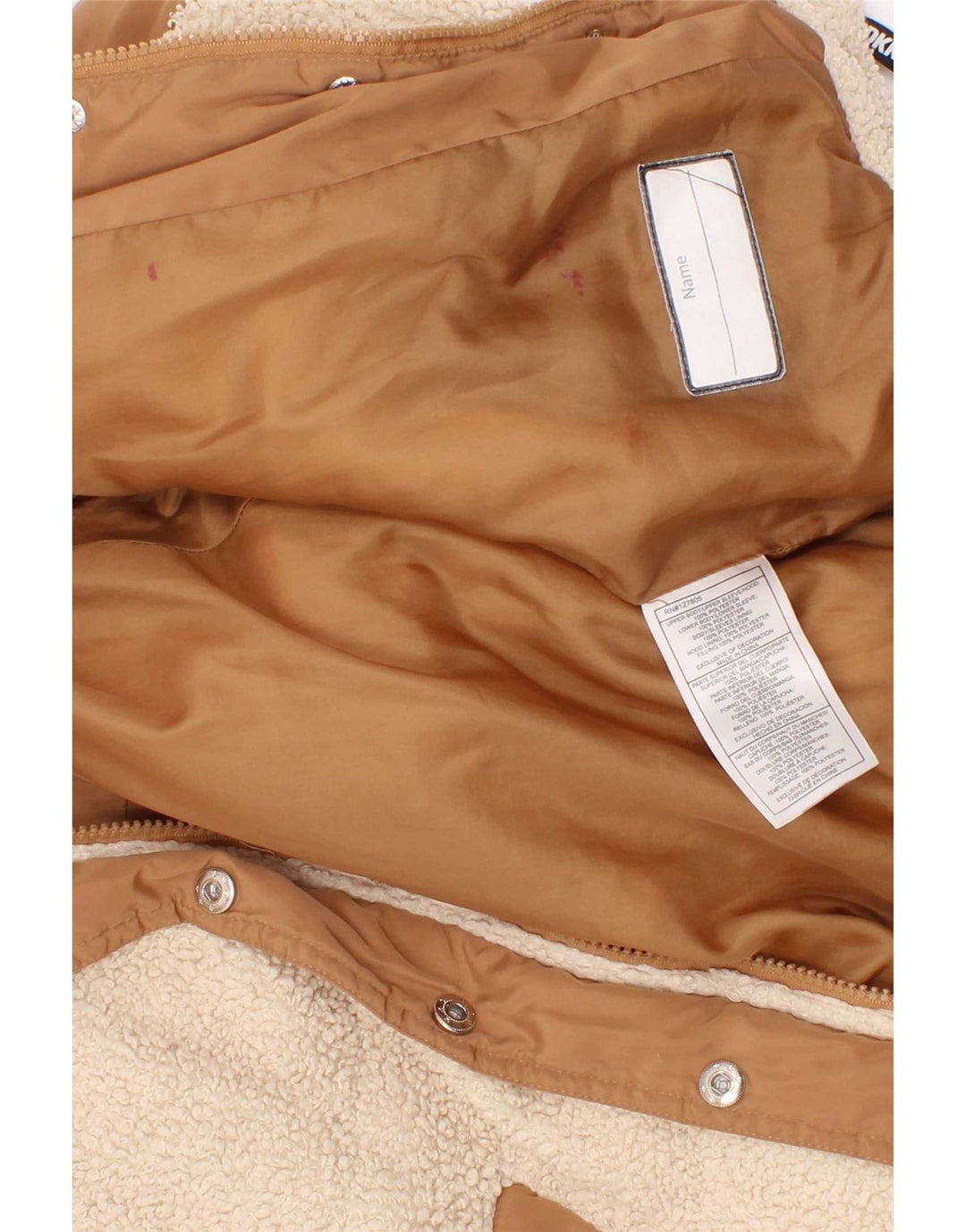 Dkny Girls Hooded Padded Jacket 5-6 Years Brown Colourblock Polyester