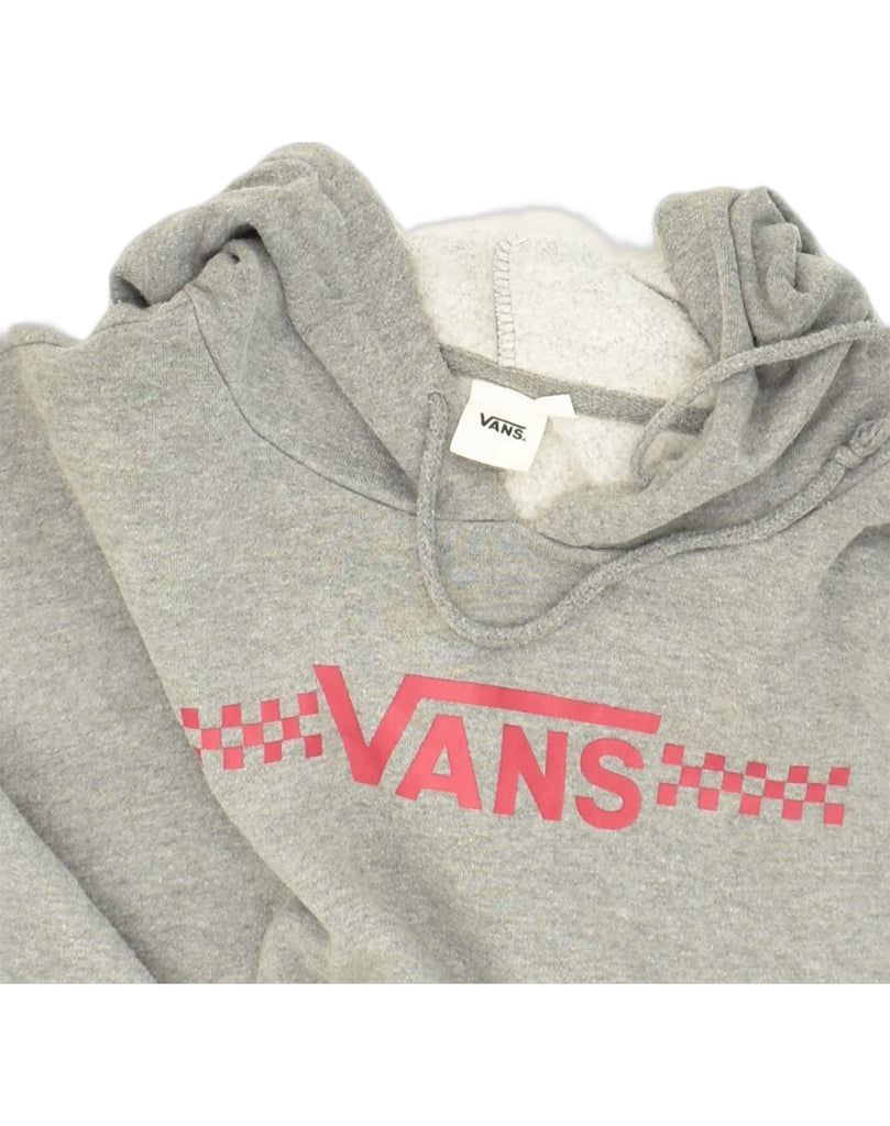 VANS Womens Crop Graphic Hoodie Jumper UK 14 Large Grey Cotton | Vintage Vans | Thrift | Second-Hand Vans | Used Clothing | Messina Hembry 