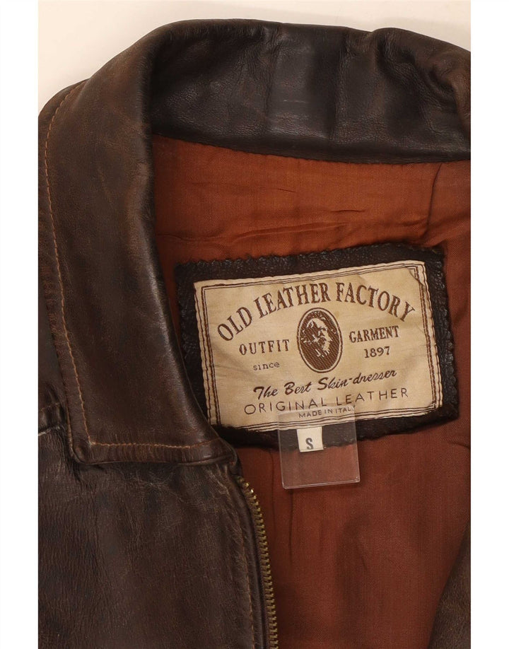 Vintage Mens Leather Jacket UK 36 Small Brown