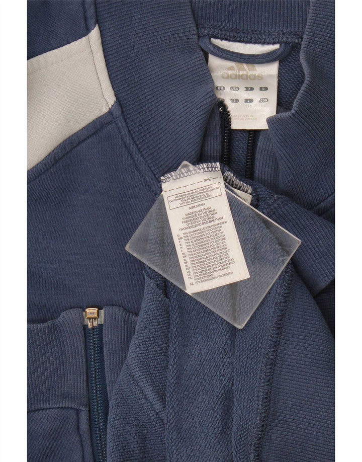 Adidas Mens Graphic Tracksuit Top Jacket Large Navy Blue Colourblock Cotton