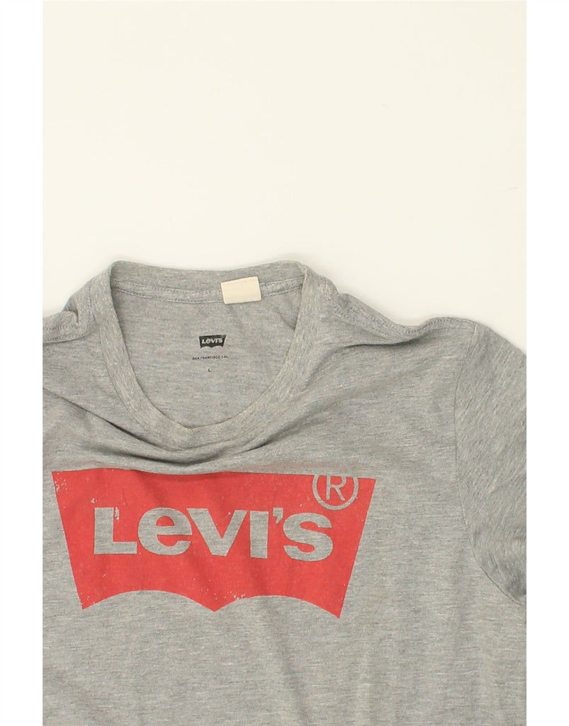 LEVI'S Womens Graphic T-Shirt Top UK 14 Large Grey Cotton | Vintage Levi's | Thrift | Second-Hand Levi's | Used Clothing | Messina Hembry 