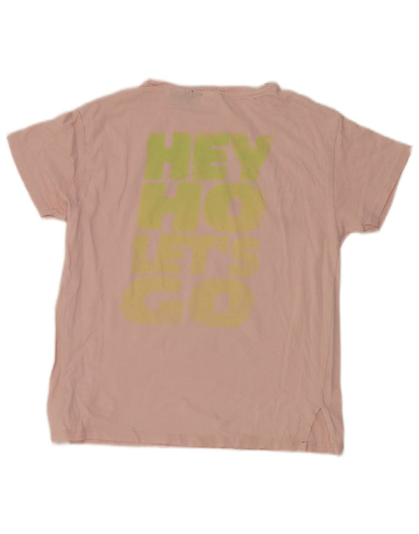Zara Girls Ramone Graphic T-Shirt Top 13-14 Years Pink Cotton