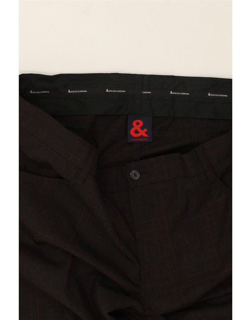 DOLCE & GABBANA Mens Straight Casual Trousers W38 L35 Brown Check Wool | Vintage Dolce & Gabbana | Thrift | Second-Hand Dolce & Gabbana | Used Clothing | Messina Hembry 