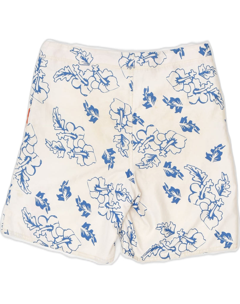 FILA Mens Swimming Shorts Small White Floral Polyester | Vintage | Thrift | Second-Hand | Used Clothing | Messina Hembry 