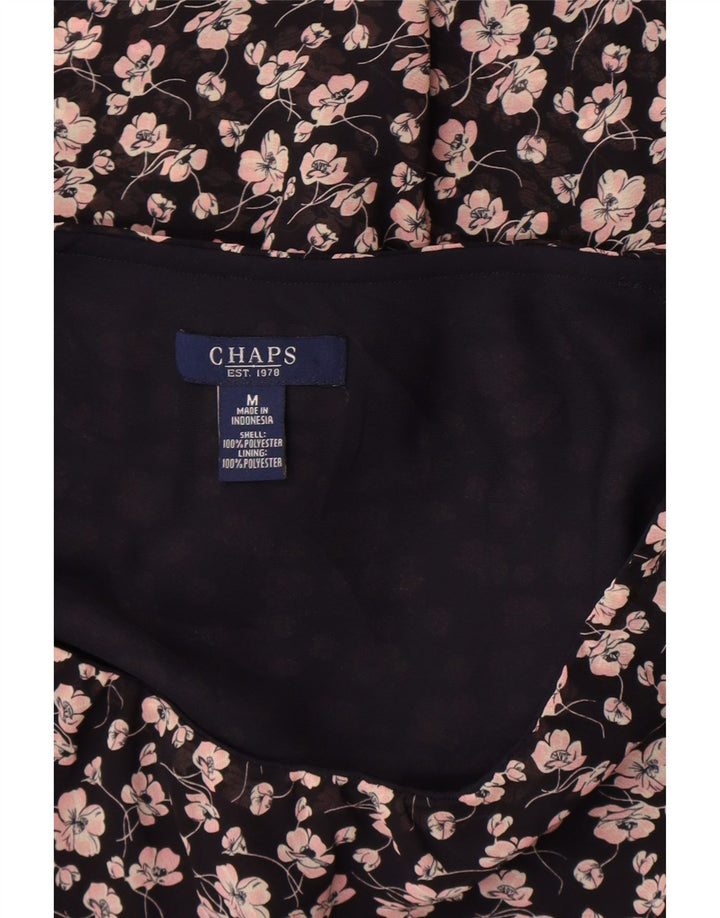 Chaps Womens Tiered Skirt Medium W30 Black Floral Polyester