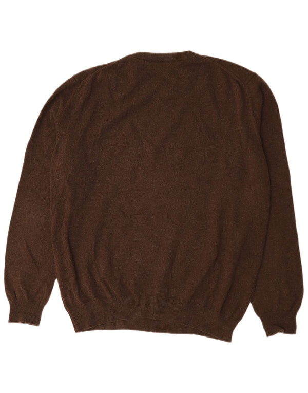 Gant Mens Crew Neck Jumper Sweater XL Brown Lambswool