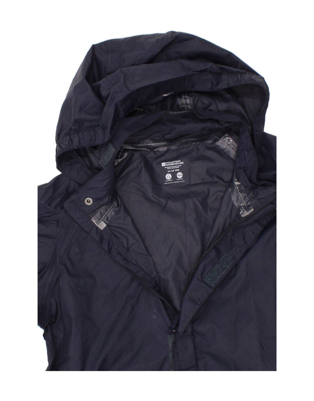 MOUNTAIN WAREHOUSE Boys Hooded Rain Jacket 11-12 Years Navy Blue Nylon Vintage Mountain Warehouse and Second-Hand Mountain Warehouse from Messina Hembry 