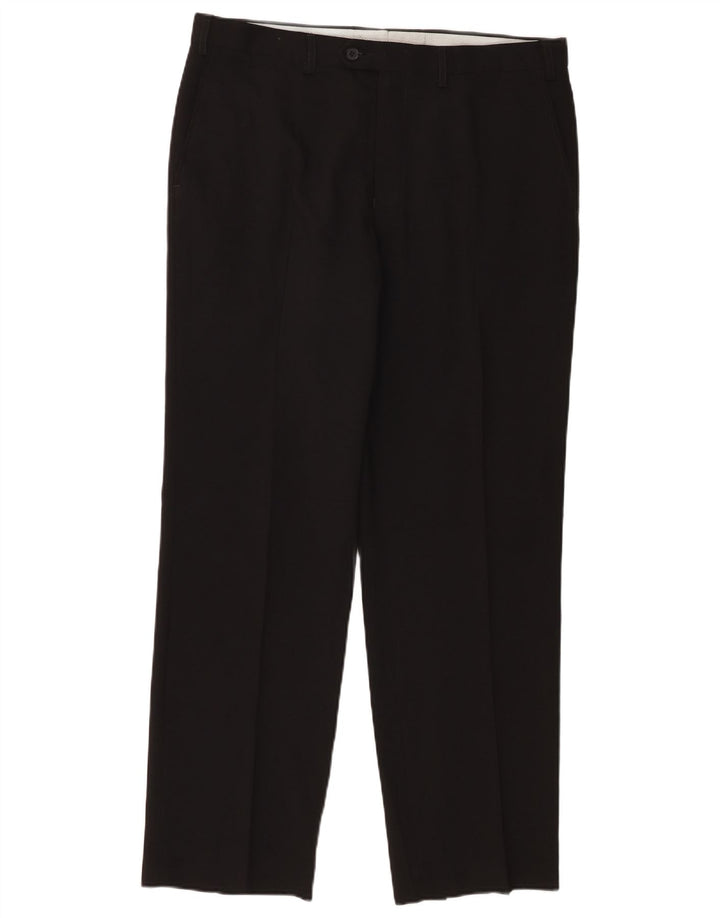 Marks & Spencer Mens Straight Suit Trousers W36 L31 Black Polyester