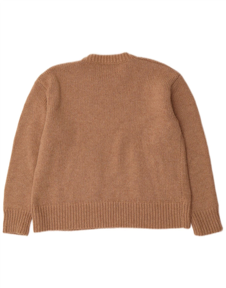 Zara Womens Oversized Crew Neck Jumper Sweater UK 10 Small Brown Polyester