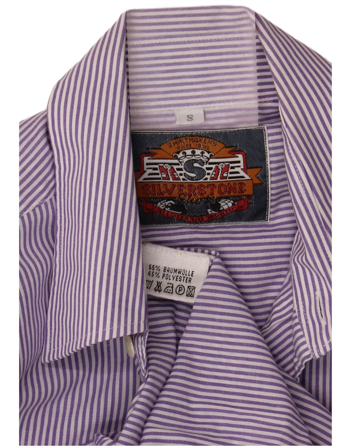 Silverstone Mens Shirt Small Purple Striped Cotton
