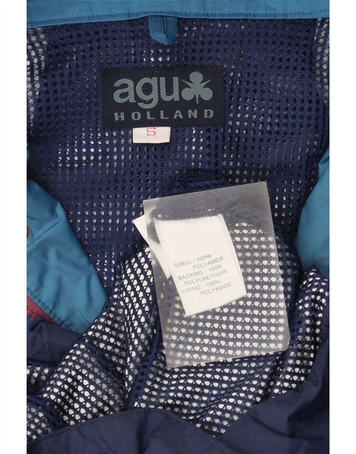 Agu Mens Hooded Rain Jacket UK 36 Small Blue Colourblock Polyamide