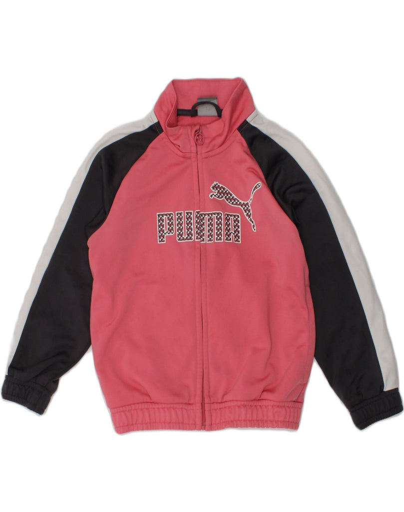 PUMA Girls Tracksuit Top Jacket 2-3 Years Pink Colourblock Polyester | Vintage Puma | Thrift | Second-Hand Puma | Used Clothing | Messina Hembry 